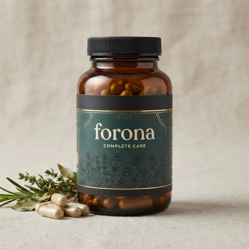 Forona Complete Care amber glass bottle with dark cap